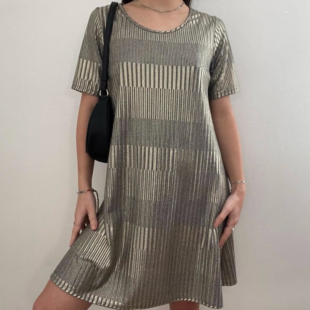 Elegant Gold Striped Dress